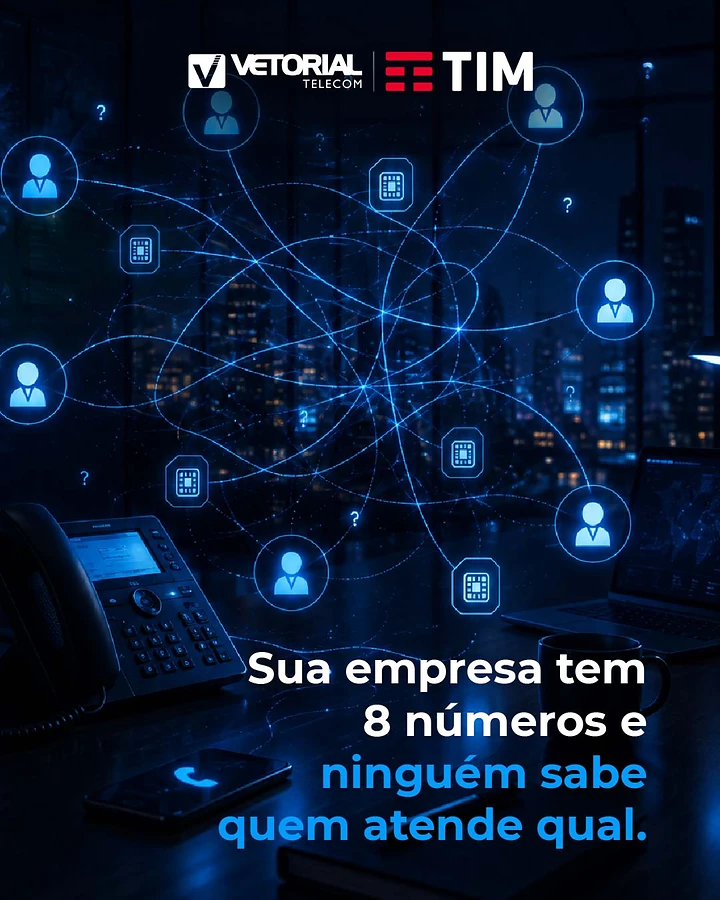Arte da Vetorial e TIM sobre organização das linhas telefônicas da empresa.